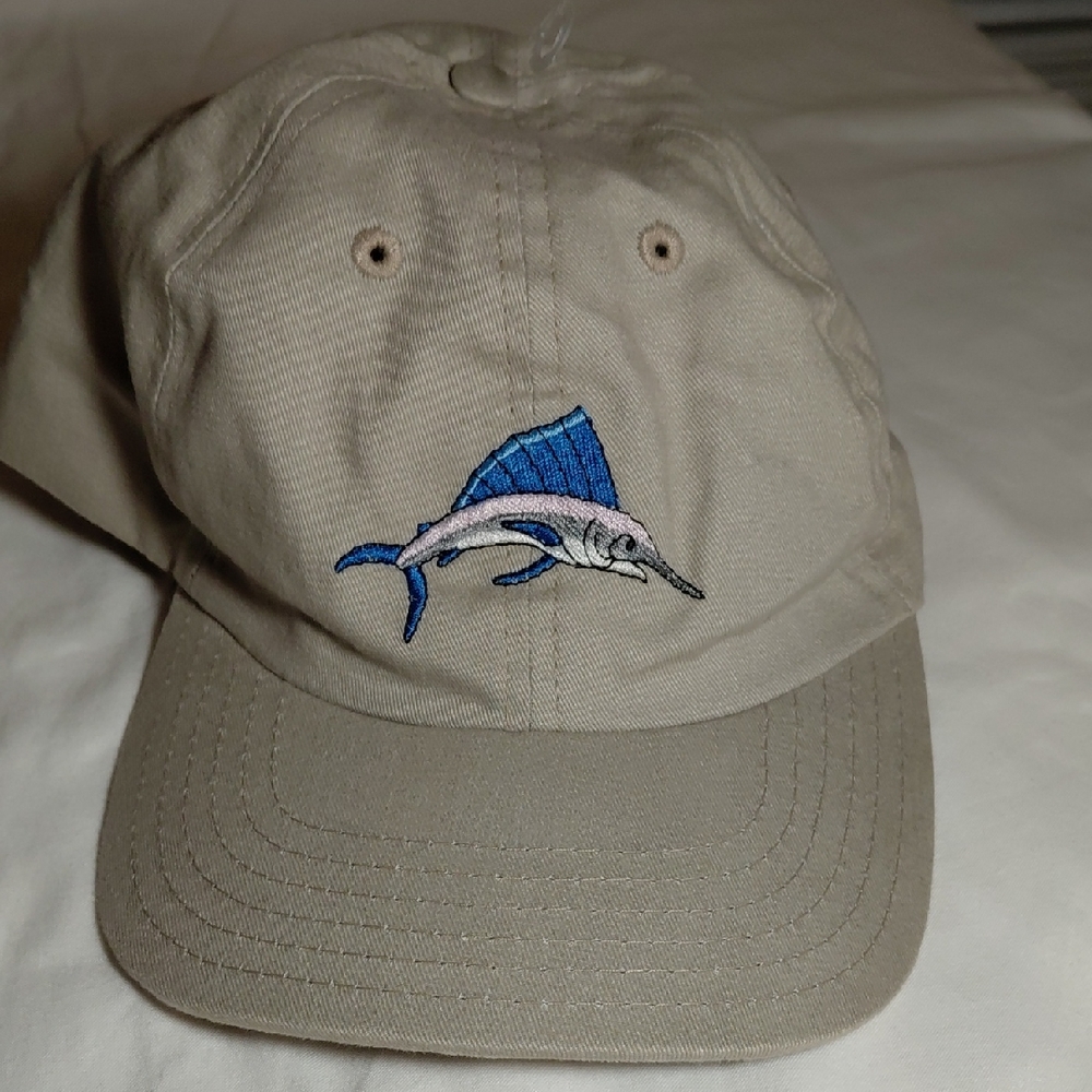 Beige Sailfish Embroidered Cap
